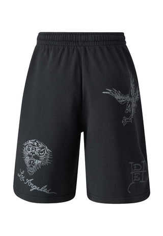 Mens Death Before Mono Sweat Shorts - Washed Black