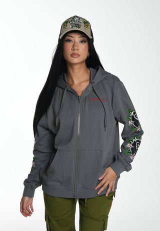 Womens Stay True Relaxed Fit Zip Thru Hoodie - Charcoal