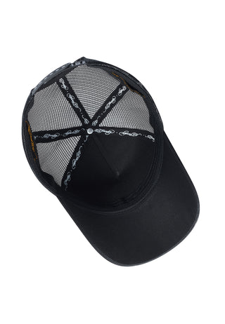 Unisex Roar-Diamond Twill Front Mesh Trucker Cap - Black