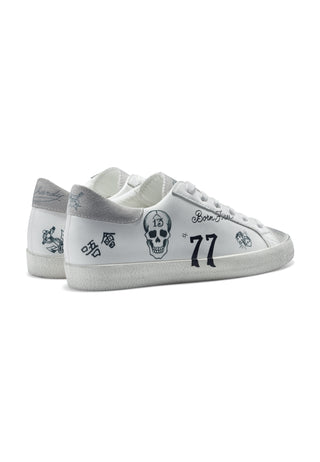 Womens-Scuff-Ed Doodle Low - White/Black