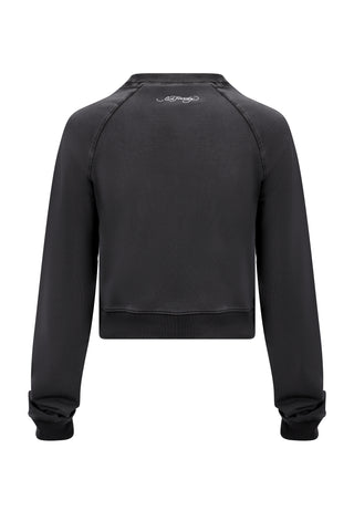 Womens Top-Buzz Cropped Crew Neck Jumper - Black