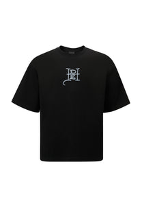 Mens Flaming-Devil Oversize T-Shirt - Black