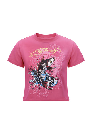 Womens Koi Wave Baby T-Shirt - Pink