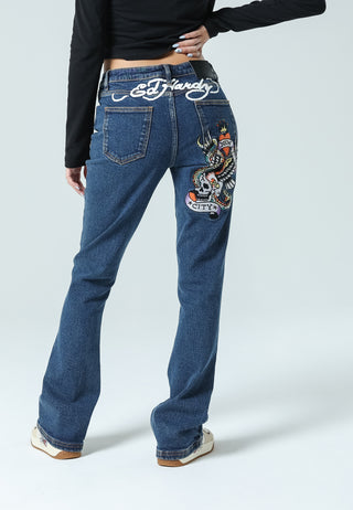 Womens New York City Bootleg Fit Denim Trousers Jeans - Indigo