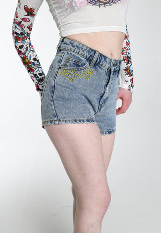 Womens Nyc Lover Denim Shorts - Bleach